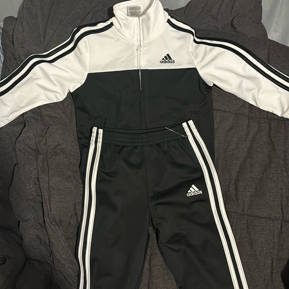adidas Black and White Kids Tracksuit